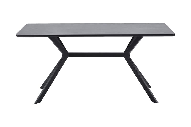 Tero Rektangulärt Matbord 160 cm i Metall och Trä med Mörkt Träutseende, Svart
