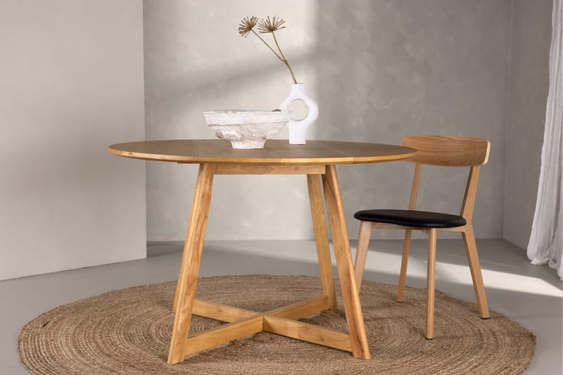 Yakidon Utdragbart Runt Matbord 120 cm med Trä- och Ekutseende - Brun - Möbler - Bord & matgrupp - Matbord & köksbord