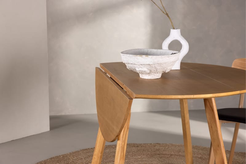Yakidon Utdragbart Runt Matbord 120 cm med Trä- och Ekutseende - Brun - Möbler - Bord & matgrupp - Matbord & köksbord
