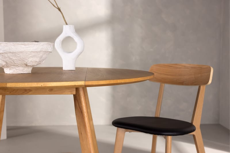 Yakidon Utdragbart Runt Matbord 120 cm med Trä- och Ekutseende - Brun - Möbler - Bord & matgrupp - Matbord & köksbord