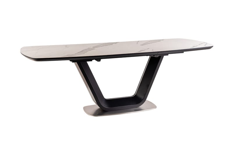 Matbord Komati Förlängningsbart 160 cm - Keramik/Svart/Vit - Marmorbord - Matbord & köksbord