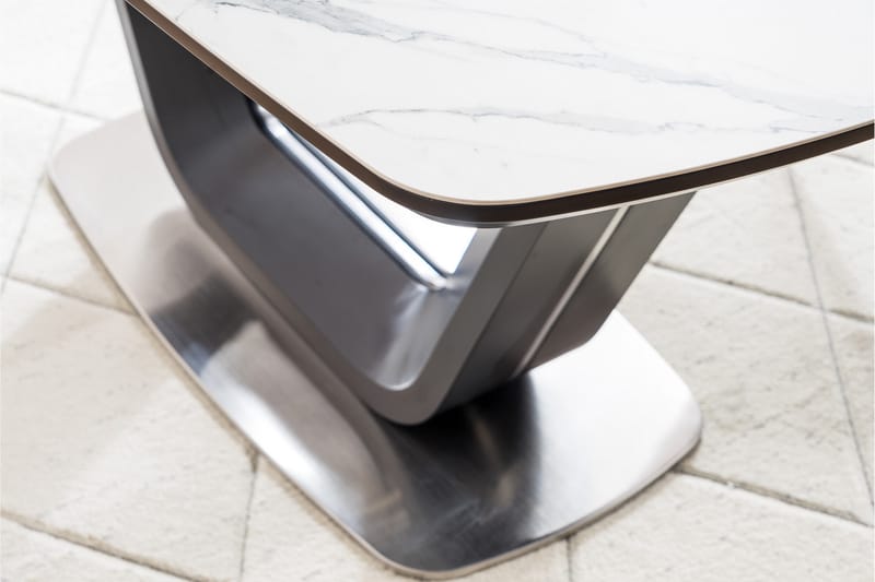 Matbord Komati Förlängningsbart 160 cm - Keramik/Svart/Vit - Marmorbord - Matbord & köksbord