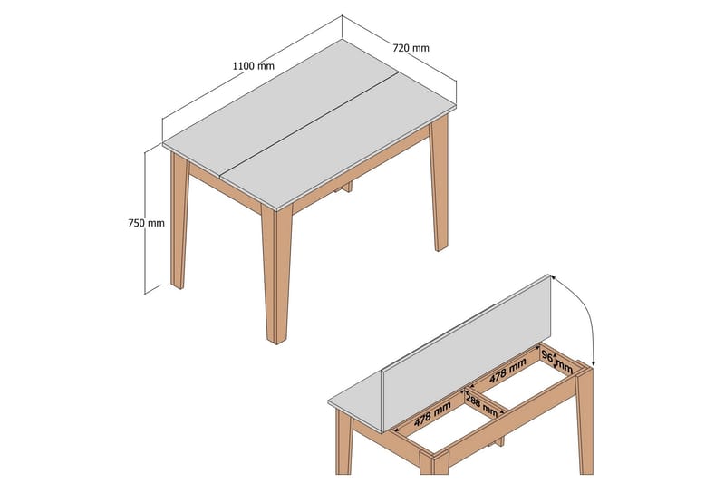 Matbord Levents 110x72 cm Brun/Beige - Hanah Home - Matbord & köksbord