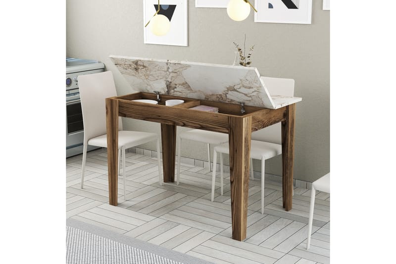 Matbord Levents 110x72 cm Brun/Vit - Hanah Home - Möbler - Bord & matgrupp - Matbord & köksbord