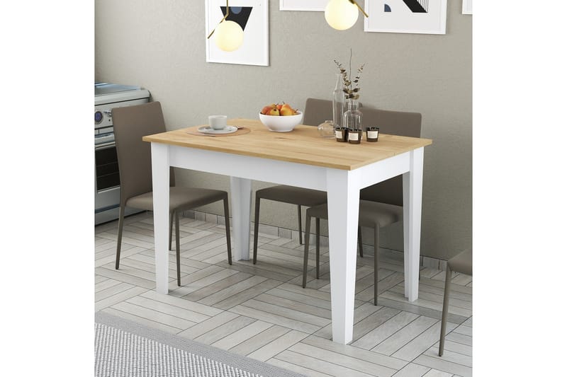 Matbord Levents 110x72 cm Vit/Brun - Hanah Home - Matbord & köksbord