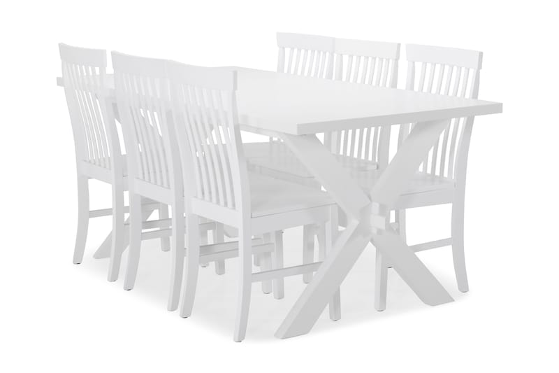 Matbord Linnea med 6 st Milica stolar - X-ben|Vitlack - Matgrupp