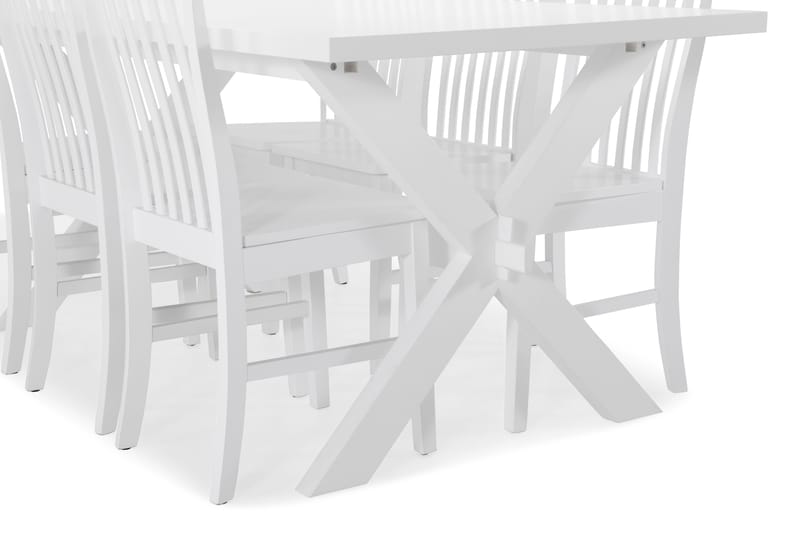 Matbord Linnea med 6 st Milica stolar - X-ben|Vitlack - Matgrupp