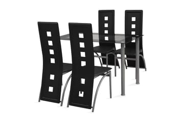 Matbord och stolar 5 delar svart