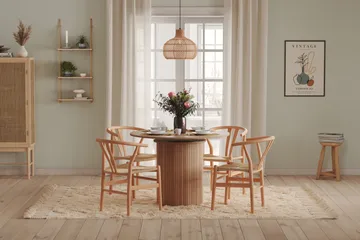 Kopparbo Ljust Runt Matbord 106 cm Förlängningsbart med illäggsskiva - Vitlaserat Ek / Trä - Möbler - Bord & matgrupp - Matbord & köksbord