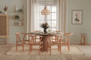 Kopparbo Ljust Runt Matbord 106 cm Förlängningsbart med illäggsskiva - Vitlaserat Ek / Trä - Möbler - Bord & matgrupp - Matbord & köksbord