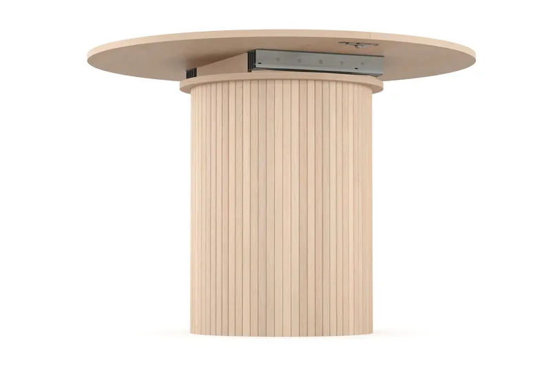 Kopparbo Ljust Runt Matbord 106 cm Förlängningsbart med illäggsskiva - Vitlaserat Ek / Trä - Möbler - Bord & matgrupp - Matbord & köksbord