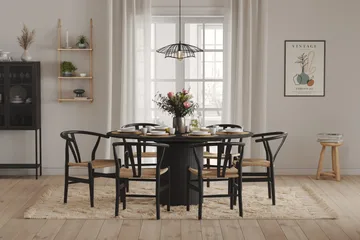 Kopparbo Matbord Runt 106-156 cm Förlängningsbart - Svart trä - Möbler - Bord & matgrupp - Matbord & köksbord