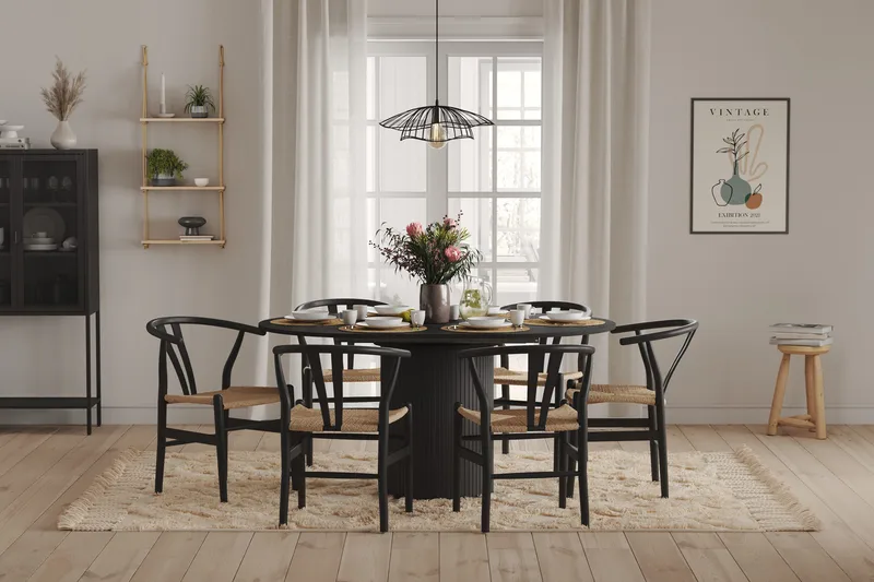 Kopparbo Matbord Runt 106-156 cm Förlängningsbart - Svart trä - Möbler - Bord & matgrupp - Matbord & köksbord