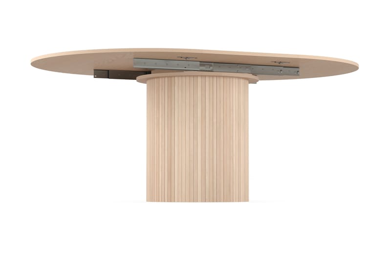 Matbord Runt Uppveda 130 cm Förlängningsbart - Ljust vitlaserat ekträ - Matbord & köksbord