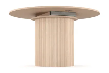 Kopparbo Runt Matbord 130 cm Förlängningsbart med illäggsskiva - Vitlaserat Ek / Ljusbeige - Möbler - Bord & matgrupp - Matbord & köksbord