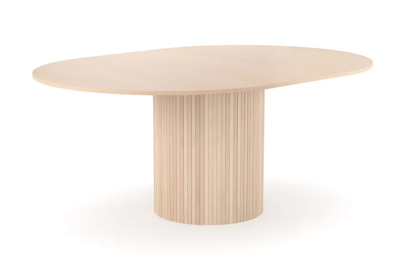 Kopparbo Runt Matbord 130 cm Förlängningsbart med illäggsskiva - Vitlaserat Ek / Ljusbeige - Möbler - Bord & matgrupp - Matbord & köksbord