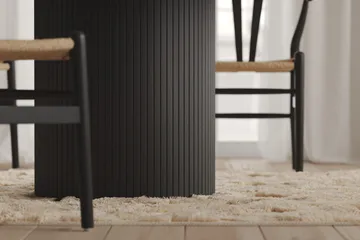 Kopparbo Runt Matbord 130 cm Förlängningsbar med illäggsskiva - Svart Trä / Ribbad - Möbler - Bord & matgrupp - Matbord & köksbord