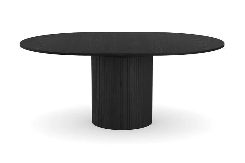 Kopparbo Runt Matbord 130 cm Förlängningsbar med illäggsskiva - Svart Trä / Ribbad - Möbler - Bord & matgrupp - Matbord & köksbord