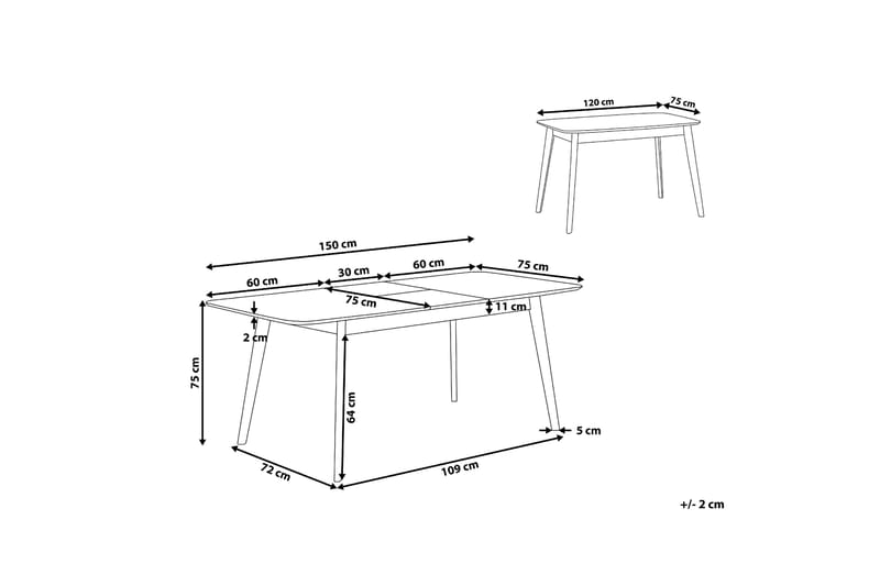 Matbord Taber Förlängningsbart 120-150x75 cm - Ljusbrun - Möbler - Bord & matgrupp - Matbord & köksbord