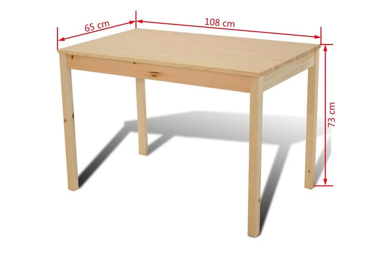 Matbord trä med 4 stolar naturligt - Brun - Matgrupp