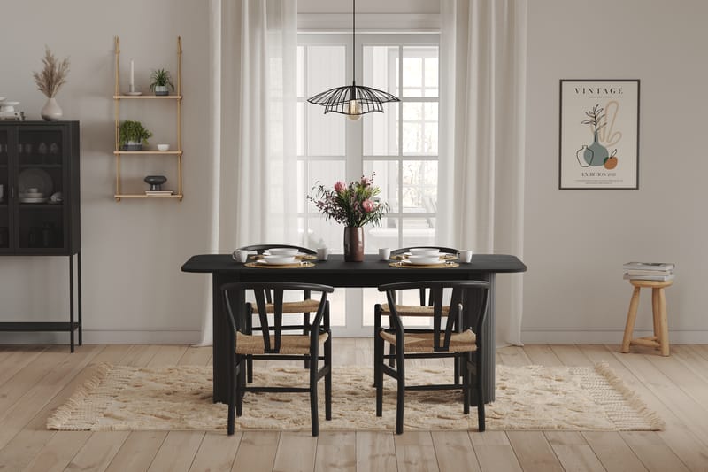 Matbord Uppveda 160-220 cm Förlängningsbart - Svart trä - Matbord & köksbord