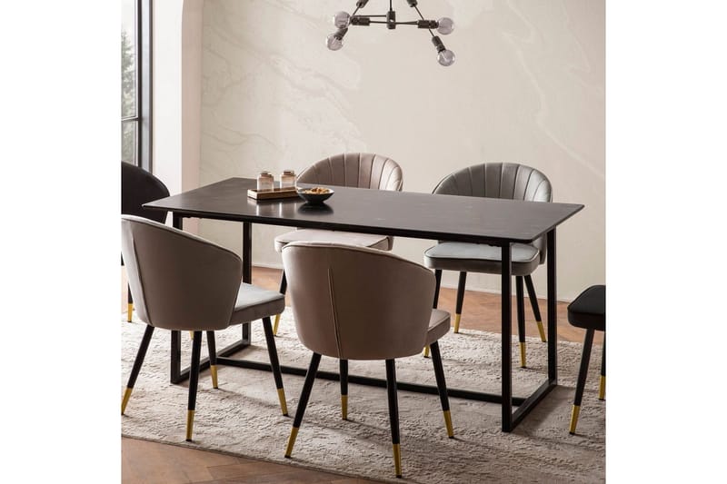 Matbord Wohnling Industriell loftstil, MDF med metallben med gyllene spets Marmor, Svart, 120x60 cm - Marmor, Svart, 120x60 cm - Möbler - Bord & matgrupp - Matbord & köksbord