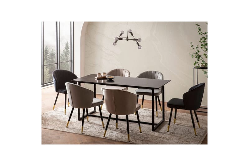 Matbord Wohnling Industriell loftstil, MDF med metallben med gyllene spets Marmor, Svart, 200x90 cm - Marmor, Svart, 200x90 cm - Möbler - Bord & matgrupp - Matbord & köksbord