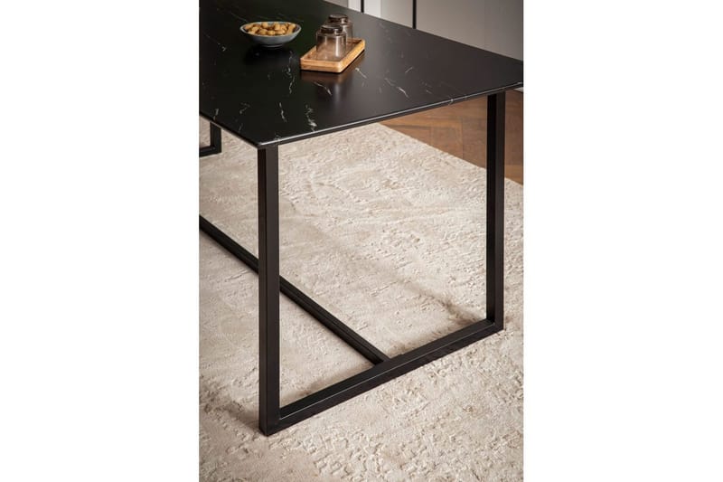 Matbord Wohnling Industriell loftstil, MDF med metallben med gyllene spets Marmor, Svart, 200x90 cm - Marmor, Svart, 200x90 cm - Möbler - Bord & matgrupp - Matbord & köksbord