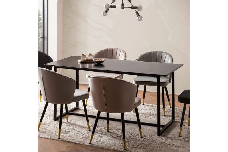 Matbord Wohnling Industriell loftstil, MDF med metallben med gyllene spets Marmor, Svart, 200x90 cm - Marmor, Svart, 200x90 cm - Möbler - Bord & matgrupp - Matbord & köksbord