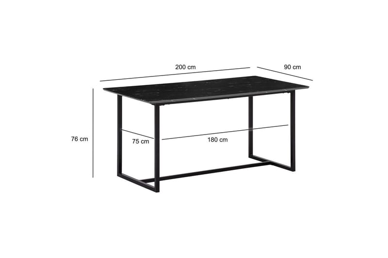 Matbord Wohnling Industriell loftstil, MDF med metallben med gyllene spets Marmor, Svart, 200x90 cm - Marmor, Svart, 200x90 cm - Möbler - Bord & matgrupp - Matbord & köksbord