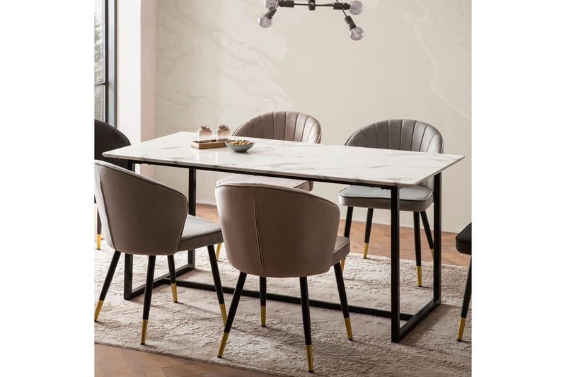 Matbord Wohnling Industriell loftstil, MDF med metallben med gyllene spets Marmor, Vit, 180x90 cm - Marmor, Vit, 180x90 cm - Möbler - Bord & matgrupp - Matbord & köksbord