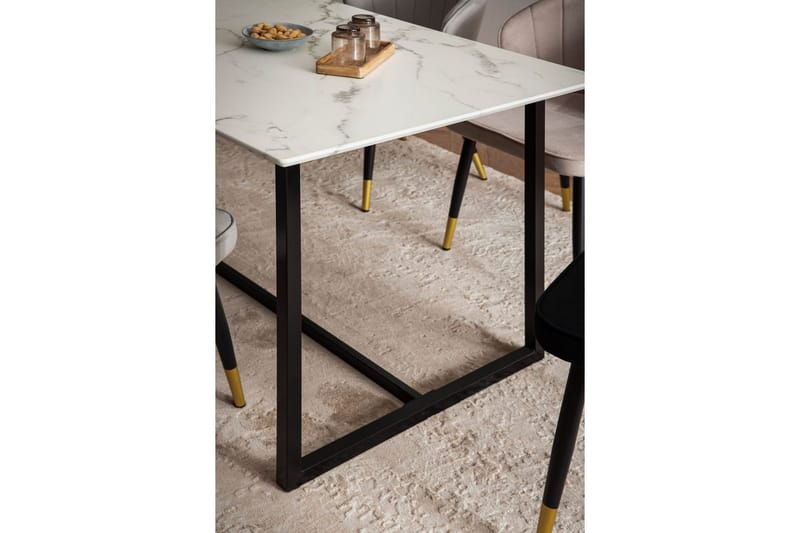 Matbord Wohnling Industriell loftstil, MDF med metallben med gyllene spets Marmor, Vit, 180x90 cm - Marmor, Vit, 180x90 cm - Möbler - Bord & matgrupp - Matbord & köksbord