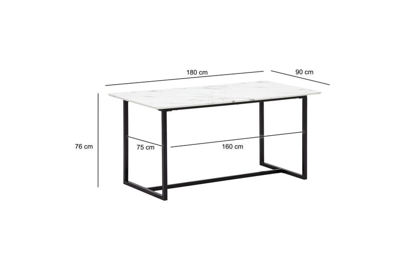Matbord Wohnling Industriell loftstil, MDF med metallben med gyllene spets Marmor, Vit, 180x90 cm - Marmor, Vit, 180x90 cm - Möbler - Bord & matgrupp - Matbord & köksbord