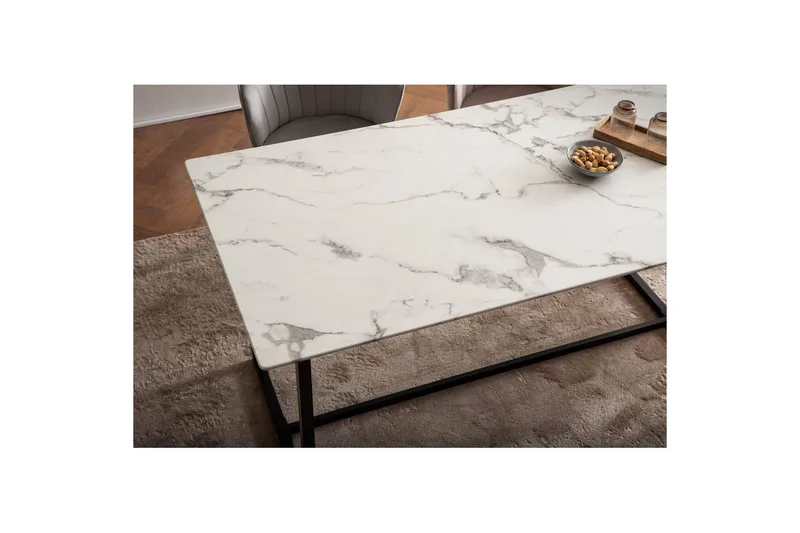 Matbord Wohnling Industriell loftstil, MDF med metallben med gyllene spets Marmor, Vit, 180x90 cm - Marmor, Vit, 180x90 cm - Möbler - Bord & matgrupp - Matbord & köksbord
