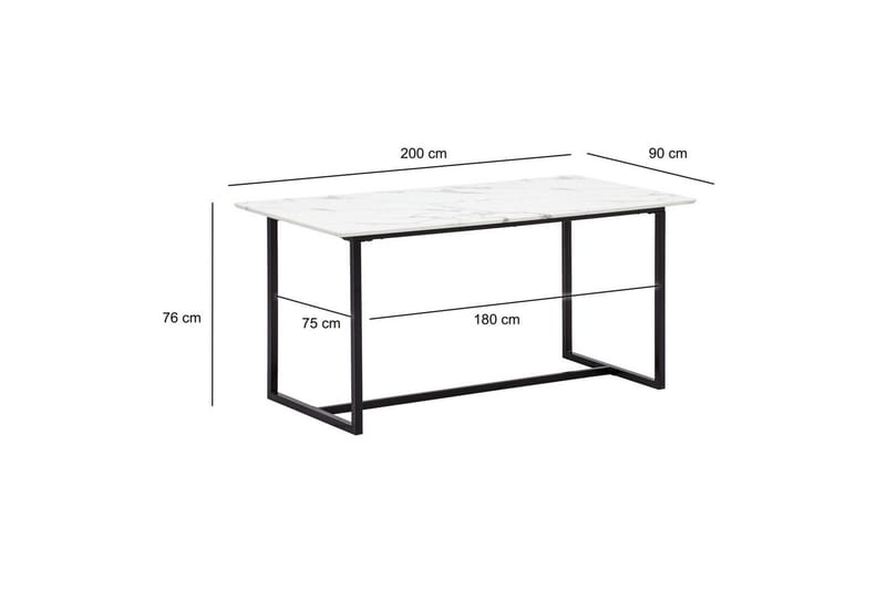 Matbord Wohnling Industriell loftstil, MDF med metallben med gyllene spets Marmor, Vit, 200x90 cm - Marmor, Vit, 200x90 cm - Möbler - Bord & matgrupp - Matbord & köksbord