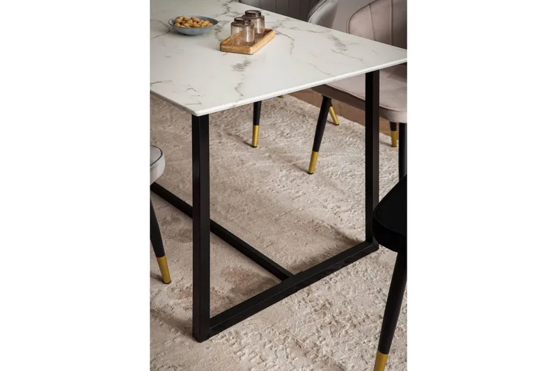 Matbord Wohnling Industriell loftstil, MDF med metallben med gyllene spets Marmor, Vit, 200x90 cm - Marmor, Vit, 200x90 cm - Möbler - Bord & matgrupp - Matbord & köksbord