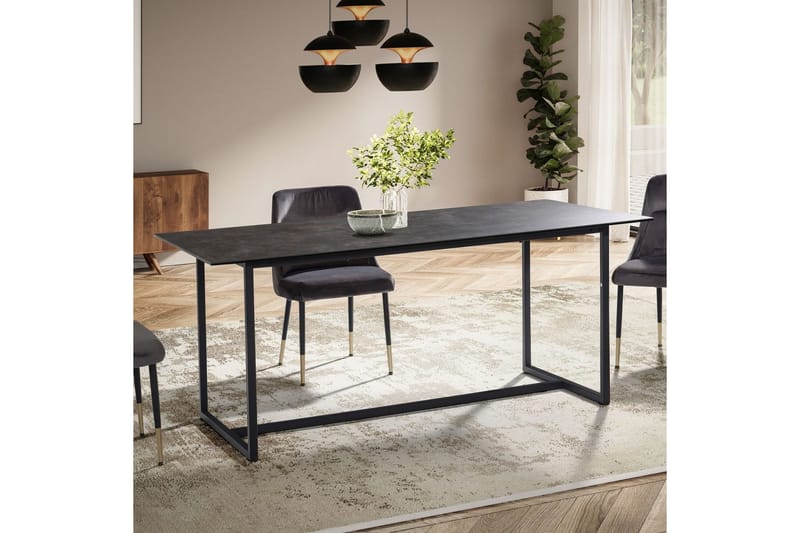 Matbord Wohnling Keramik Klassisk Medar Bas Metallram Svart, marmor svart - Svart, marmor svart - Möbler - Bord & matgrupp - Matbord & köksbord