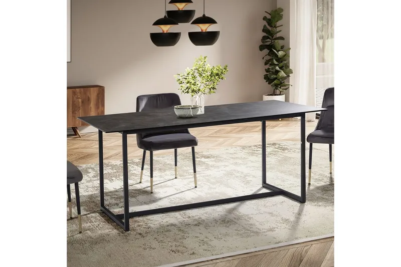 Matbord Wohnling Keramik Klassisk Medar Bas Metallram Svart, marmor svart - Svart, marmor svart - Möbler - Bord & matgrupp - Matbord & köksbord