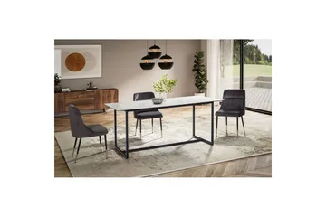 Matbord Wohnling Keramik Klassisk Medar Bas Metallram Svart, marmor vit - Svart, marmor vit - Möbler - Bord & matgrupp - Matbord & köksbord