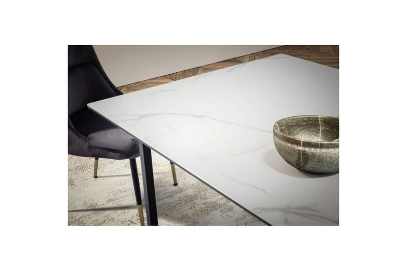 Matbord Wohnling Keramik Klassisk Medar Bas Metallram Svart, marmor vit - Svart, marmor vit - Möbler - Bord & matgrupp - Matbord & köksbord