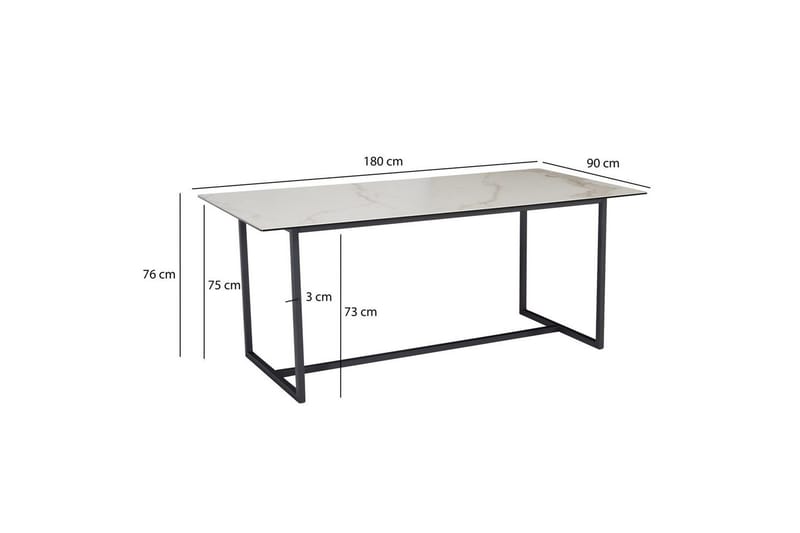 Matbord Wohnling Keramik Klassisk Medar Bas Metallram Svart, marmor vit - Svart, marmor vit - Möbler - Bord & matgrupp - Matbord & köksbord