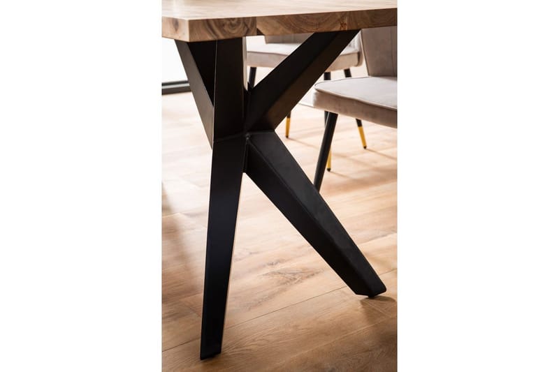 Matbord Wohnling massivt trä industriell loft snedställda metallbensram 200x100 cm - 200x100 cm - Möbler - Bord & matgrupp - Matgrupp