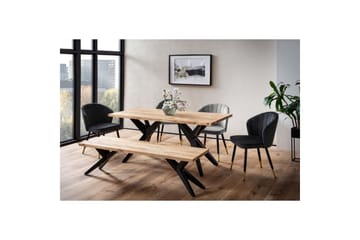 Matbord Wohnling massivt trä industriell loft snedställda metallbensram 200x100 cm - 200x100 cm - Möbler - Bord & matgrupp - Matgrupp