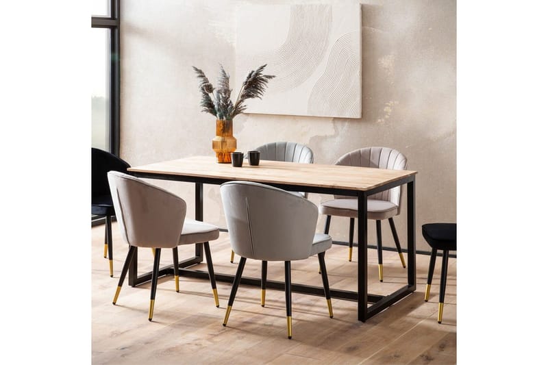 Matbord Wohnling massivt trä industriell loftstil metallbensram 140x80 cm - 140x80 cm - Möbler - Bord & matgrupp - Matbord & köksbord