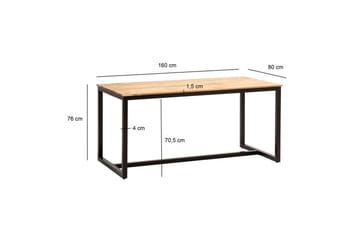 Matbord Wohnling massivt trä industriell loftstil metallbensram 160x80 cm - 160x80 cm - Möbler - Bord & matgrupp - Matbord & köksbord