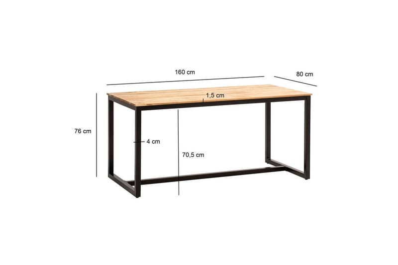 Matbord Wohnling massivt trä industriell loftstil metallbensram 160x80 cm - 160x80 cm - Möbler - Bord & matgrupp - Matbord & köksbord