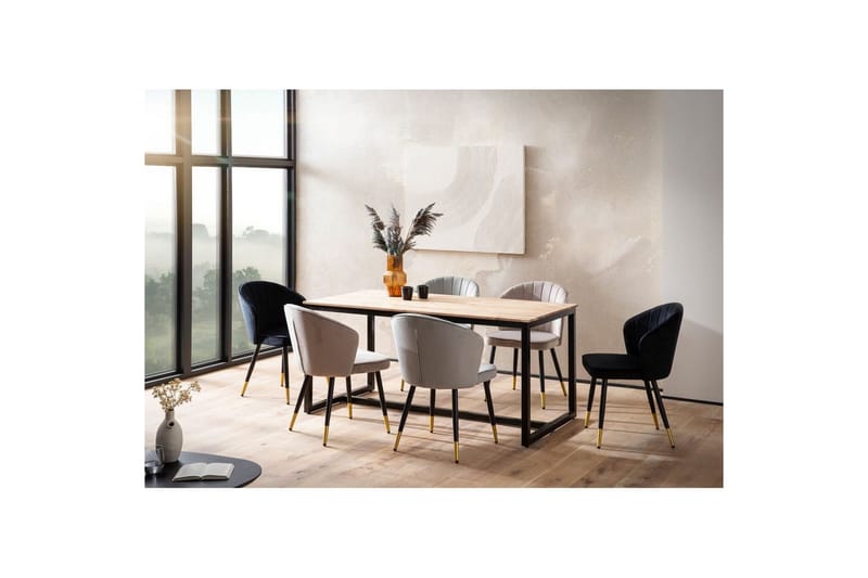 Matbord Wohnling massivt trä industriell loftstil metallbensram 180x90 cm - 180x90 cm - Möbler - Bord & matgrupp - Matbord & köksbord