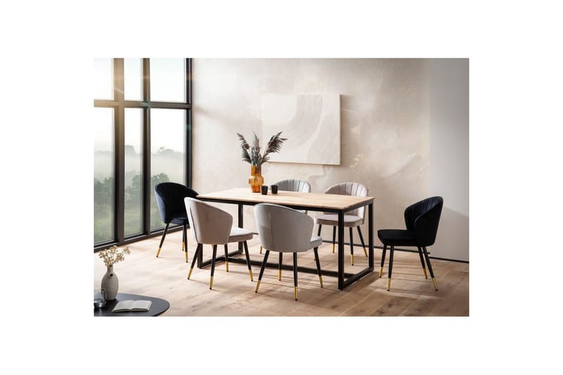 Matbord Wohnling massivt trä industriell loftstil metallbensram 180x90 cm - 180x90 cm - Möbler - Bord & matgrupp - Matbord & köksbord