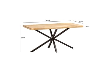 Matbord Wohnling massivt trä med kryssfot i metall, industriell stil 160x80 cm - 160x80 cm - Möbler - Bord & matgrupp - Matgrupp