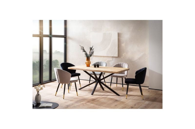 Matbord Wohnling massivt trä med kryssfot i metall, industriell stil 180x90 cm - 180x90 cm - Möbler - Bord & matgrupp - Matgrupp